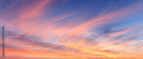 Spectacular Sky Vibrant Orange, Pink, and Blue Cloudscape at Sunset or Sunrise