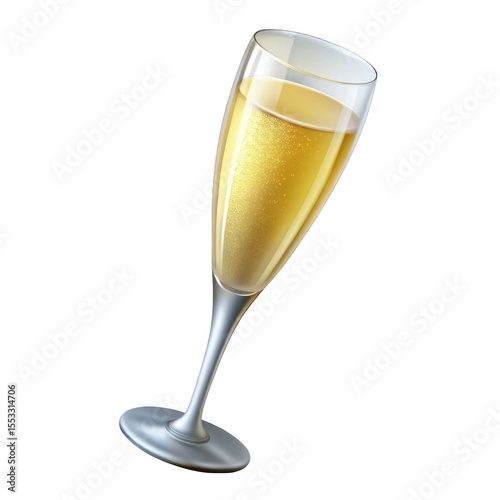 3d rendered champagne glass with bubbles