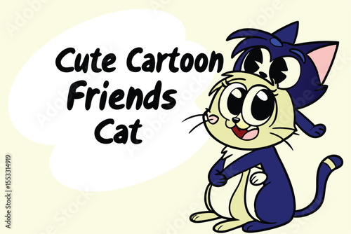 Adorable cartoon cat friends playing together in a whimsical rounded style