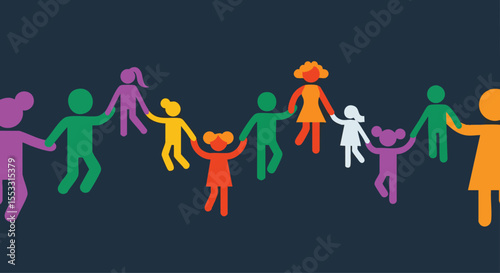 Vibrant Multi-ethnic Group of People Holding Hands, Celebrating Unity and Diversity