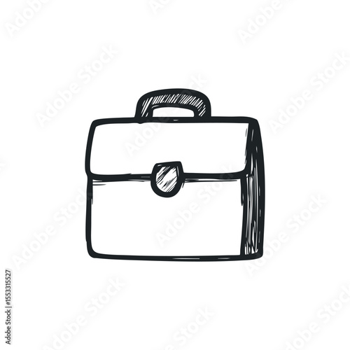Doodle illustration of a briefcase bag on isolated white background