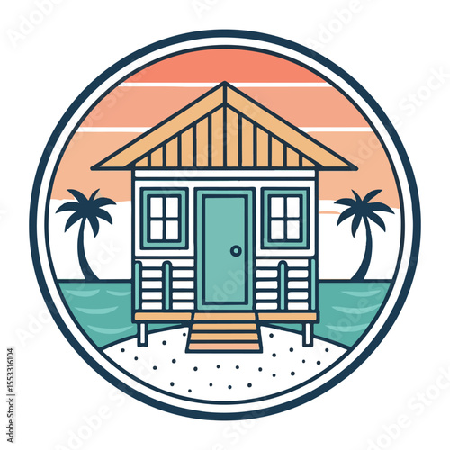 tropical beach hut vector