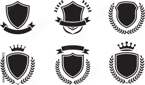 Heraldic Shield Crests Vector Set Collection Emblems Badges Coat of Arms Elements