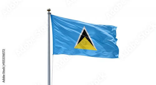 Saint Lucia's Flag Waves Proudly Against a Crisp White Sky photo