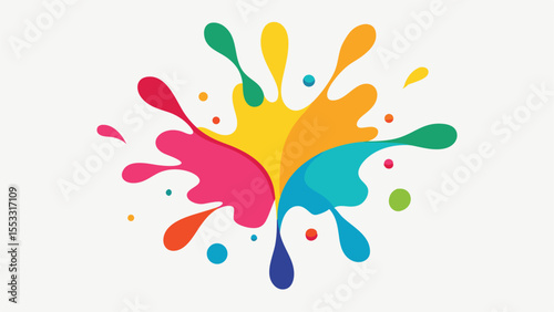 Colorful abstract paint splatter design with transparency for creative design projects