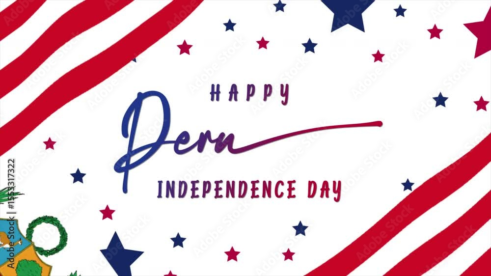 Happy Peru Independence Day greeting animation, lettering text with waving flag background. Perfect for social media posts, greeting cards, and promotional materials.