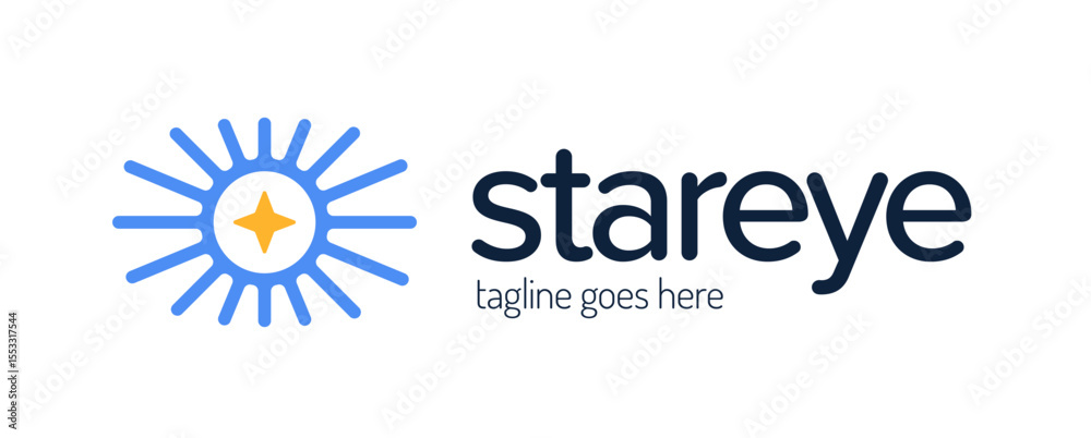 Fototapeta premium abstract eye with star logo design. simple sun eye logo vector illustration template design
