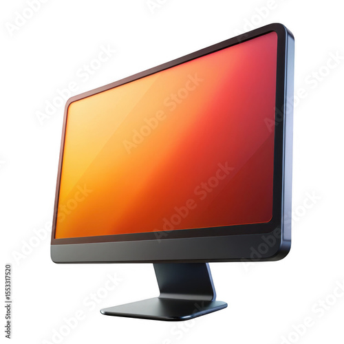 3d rendered sleek monitor with warm gradient display