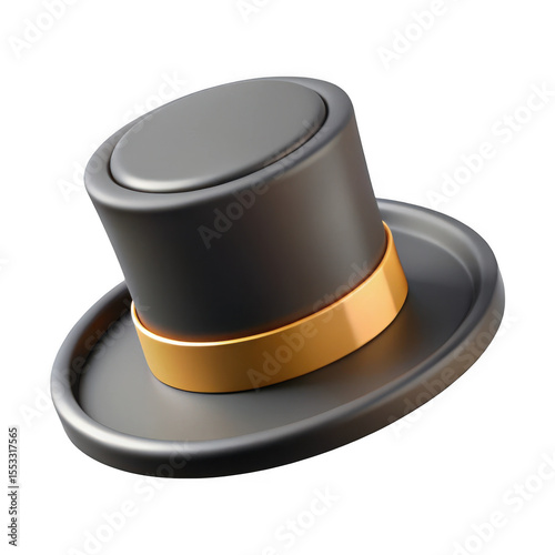 3d rendered classic top hat with gold band