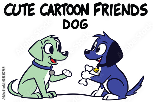 Adorable cartoon dog character with bold sans serif typography