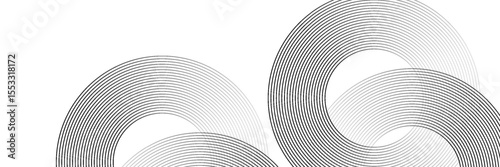 Abstract gold circle lines on dark background. Geometric stripe line art design. Vector illustration, eps10.