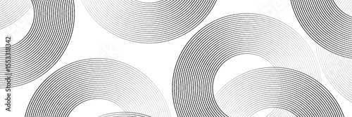 Abstract gold circle lines on dark background. Geometric stripe line art design. Vector illustration, eps10.