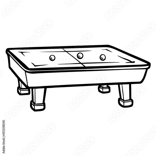 Air hockey table with a sleek design and clean lines  