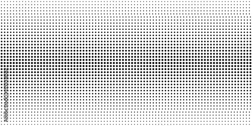 Dotted gradient halftone background. Horizontal seamless dotted pattern in pop art style. Abstract modern stylish texture. Fade gradient black and white half tone background. Vector illustration.
