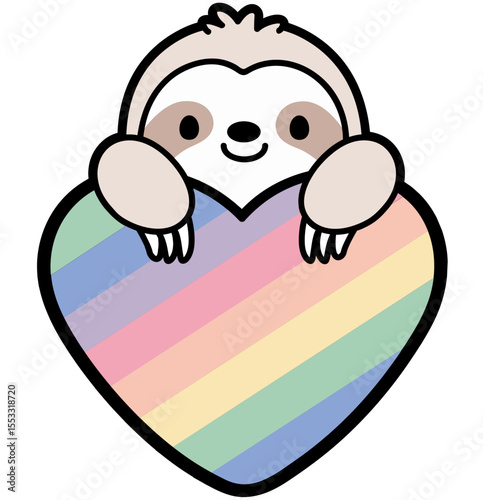 cute animal on heart rainbow