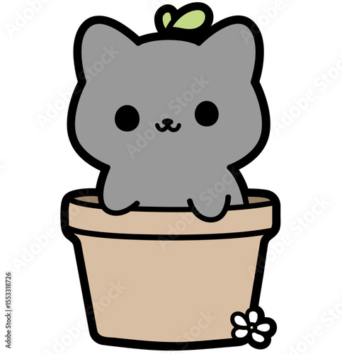 cute kitten in a flower pot