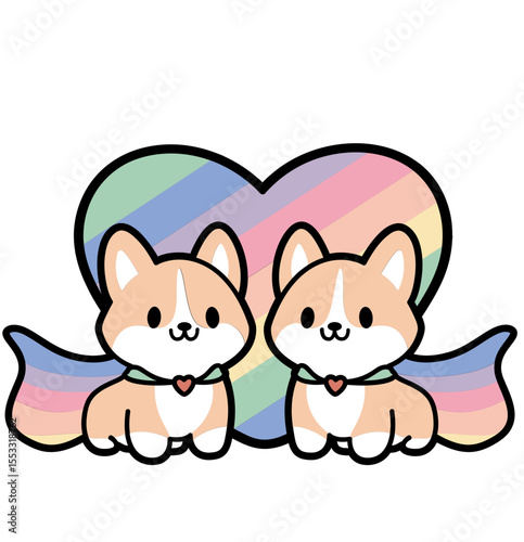 cute corgi couple in love