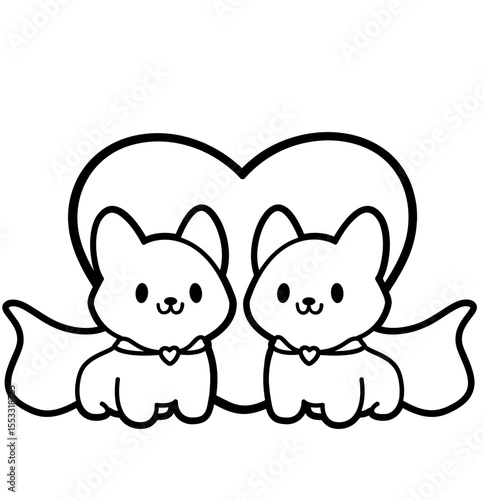 cute corgi couple in love