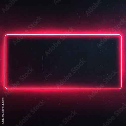 Offline banner red stream template design. Game broadcast media overlay with neon light frame. Abstract cover layout element for streamer. Social media button on channel interface.