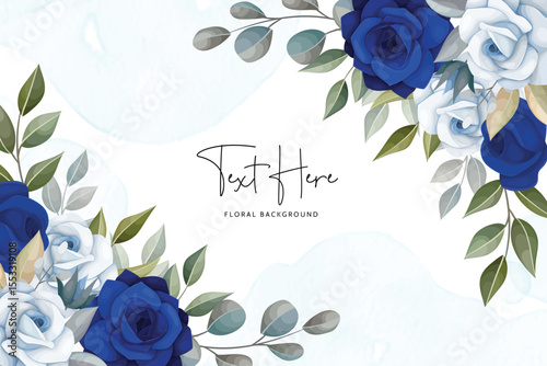 beautiful blue navy and white floral background