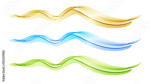 Abstract Background, Transparent Waved Lines. Soft Blue and Green Smoke Wave BG. Colorful Gradient Flowing Wavy Lines. Vector illustration.