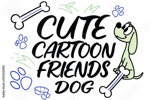 Charming hand drawn cartoon dog illustration with playful brush strokes