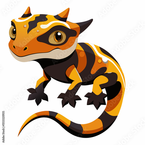 Correlophus ciliatus Harlequin Morph Vector Illustration – Decorative Patterned Gecko