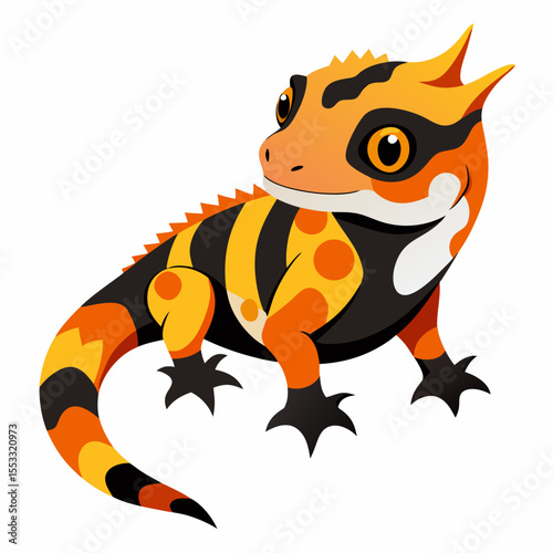 Vector Illustration of Harlequin Crested Gecko – Bold Pattern Lizard for Terrarium