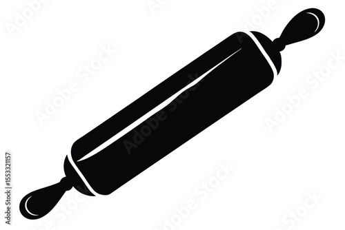 Silhouette of Wooden Rolling Pin for Baking Dough and Pastry Preparation