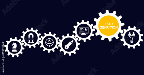 Lead generation banner web icon vector illustration concept with icon of promotion, consumer, channel, strategy, traffic, potential and influence