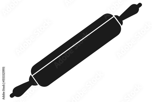 Black Rolling Pin for Baking, Flattening Dough, and Pastry Preparation in Kitchens