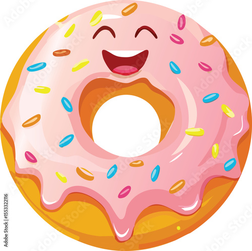Cheerful Donut Winking with Colorful Sprinkles and Frosting