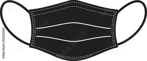 Simple black illustration of a disposable face mask.