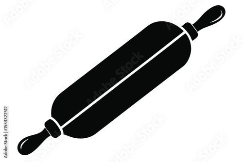 Black Rolling Pin Graphic Bakery, Kitchenware, and Cooking Utensil Illustration, Simple Design