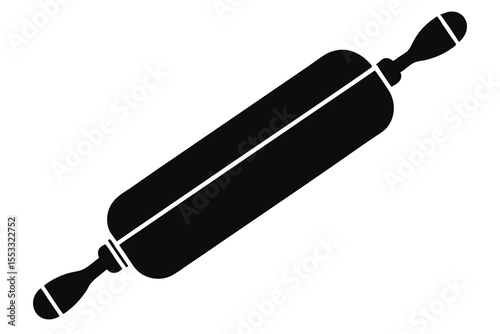 Black Rolling Pin with Handles for Baking and Cooking Icon Illustration