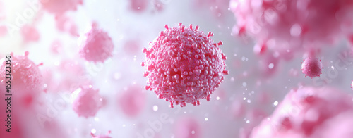 Melanoma cells under high magnification detailed view of melanoma skin cancer cells, with dark pigmentation and irregular cellular shapes under a microscope