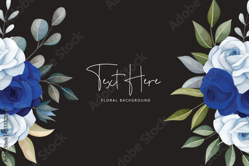 beautiful blue navy and white floral background