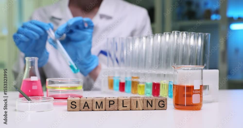 A skilled scientist samples various colorful chemicals in a lab for analysis and advanced experimentation