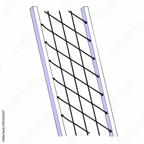Pea trellis with netting for supporting climbing plants in garden  