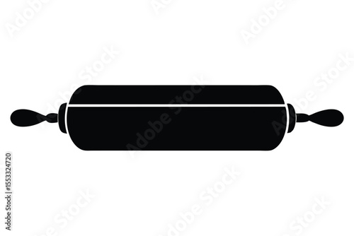 Simple Silhouette Illustration of a Wooden Rolling Pin for Baking Dough