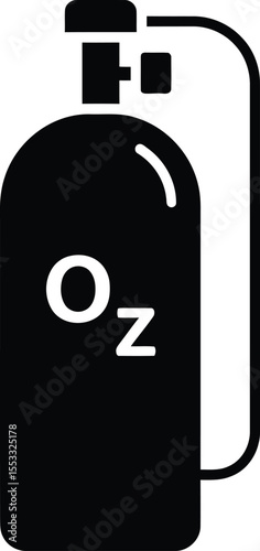 Oxygen tank icon: A black silhouette of a portable oxygen cylinder with a regulator and tubing, clearly labeled "O₂".
