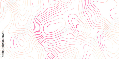 Abstract topographic map contour, white background and colorful wave lines pattern texture. geographic contour map grid backdrop paper texture. terrain path isolated on a background.