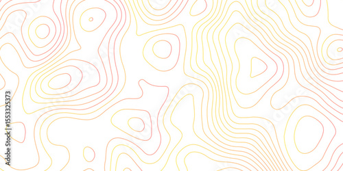 Abstract topographic map contour, white background and colorful wave lines pattern texture. geographic contour map grid backdrop paper texture. terrain path isolated on a background.