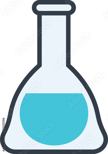 A light-blue liquid-filled, simple illustration of a laboratory flask.