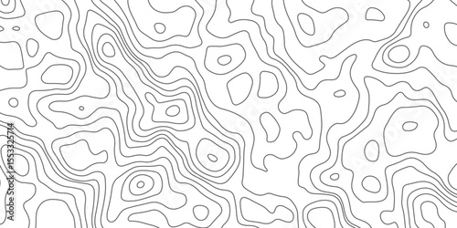 Abstract topographic map contour, white background and black wave lines pattern texture. geographic contour map grid backdrop paper texture. terrain path isolated on a background.