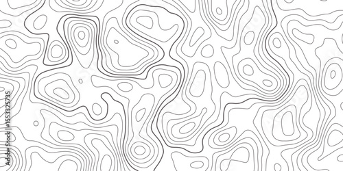 Abstract topographic map contour, white background and black wave lines pattern texture. geographic contour map grid backdrop paper texture. terrain path isolated on a background.