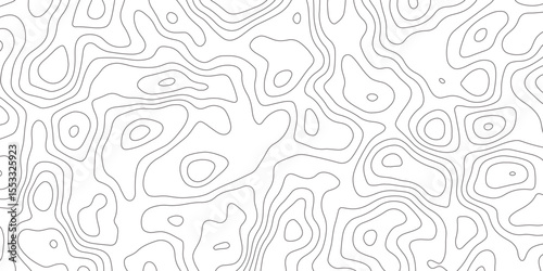 Abstract topographic map contour, white background and black wave lines pattern texture. geographic contour map grid backdrop paper texture. terrain path isolated on a background.