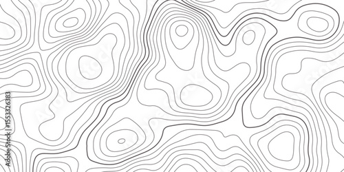 Abstract topographic map contour, white background and black wave lines pattern texture. geographic contour map grid backdrop paper texture. terrain path isolated on a background.