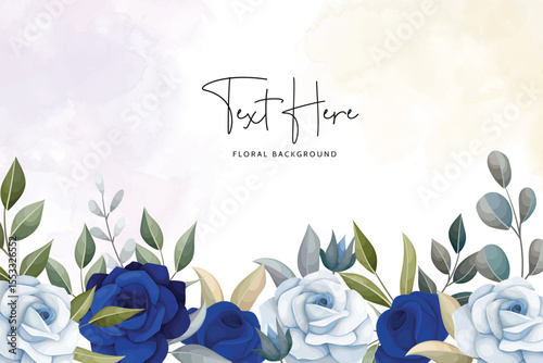 beautiful blue navy and white floral background
