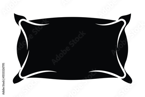 Black Decorative Pillow Silhouette Vector Illustration, Graphic Cushion Outline for Design Projects